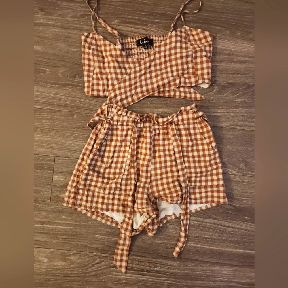 Brown Gingham Set